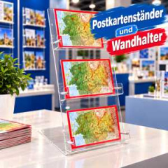 Postkartenständer und Postkartenwandhalter Postkartenständer und Postkartenwandhalter