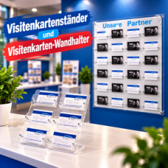 Visitenkartenständer in unterschiedlichen Variationen. Visitenkartenständer / Visitenkartenwandhalter