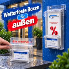 Acrylglastechnik Danier Wetterfeste Flyer- und Visitenkartenboxen für den Außenbereich