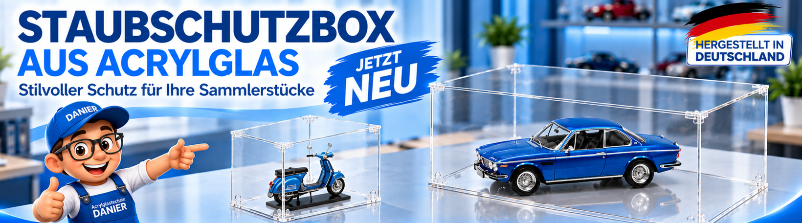 Staubschutzboxen und Acrylglasvitrinen